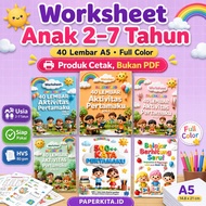 Worksheet for Children 2-7 Years 40 Sheets A5 Full Color Educational Activities Ready to Use not PDF
