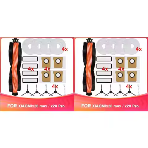 2 Set Accessories For Xiaomi Robot Vacuum X20 Max / X20 Pro, With Main Brush, Wipes,Dust Bags,Filter