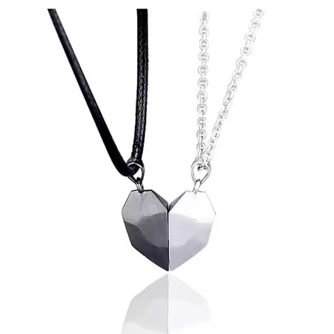 Good Simple Quality Couple Pendant Necklace Electrocardiogram,Magnetic Heart,Pendant Splicing Neckla