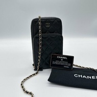 CHANEL 香奈兒 荔枝牛皮 手機包 鏈條包 WOC包 （4卡位＋兩分層手機位）