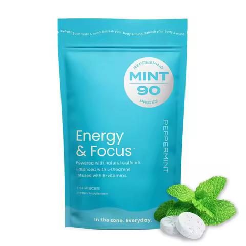 Energy Caffeine Mints (90 Pieces) - Sugar Free with L-theanine + Natural Caffeine + Vitamin B12 & B6