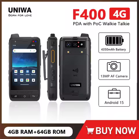 UNIWA F400 Rugged PDA with PoC Walkie Talkie Zello IP65 Smartphone Android 15 4350mAh 4.0 Inch 4G Gl