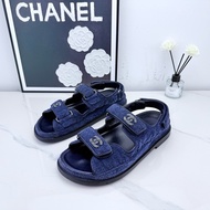 chanel香奈兒 牛仔魔術貼涼鞋 37碼
