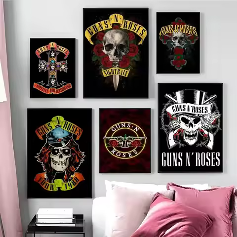 Vintage Rock Music Band G-Guns N Roses Art Poster Fancy Wall Sticker for Living Room Bar Decoration 