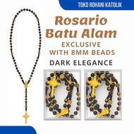 8MM DARK ELEGANCE NATURAL STONE CATHOLIC ROSARY / CATHOLIC ROSARY NECKLACE