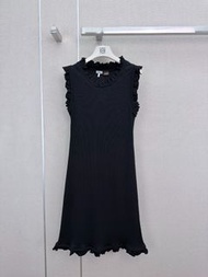 26SS春夏系列 LOEWE新款荷葉邊背心連衣裙 刺繡字母點綴
