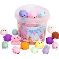 24Pcs/set Mochi Squishy Toys Mini Squishies Kawaii Animal Squishys Party Easter Stress Relief Toy