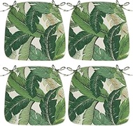 Indoor/Outdoor Chair Cushions 17"X16"X2" with Ties for Dining Chairs Set of 4, Waterproof U-Shaped C