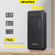 Awei P6K 20000mAh Power Bank Dual USB Portable Fast Charging Powerbank