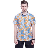 0 US Size Hawaiian Shirt Four-Sided Elastic Men's Short-Sleeved Beach Shirt Summer Flower Shirt