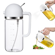 Hoffnugshween Oil Bottle, Heat Resistant Glass, 500ml, Pouring &amp; Spraying, 2WAY, No Dripping, Automatic Open/Close, Easy to Pour Oil Pot, Oil Pitcher, Soy Saucer, Vinegar, Seasoning Container, for Home Use, Camping, Barbecue (White) [Direct from Japan]