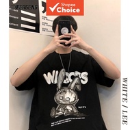 Injured Rabbit Outfit Ins Short Top - Half-Sleeve Trendy Printed Ice Silk Design