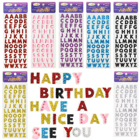 1/3pcs Glitter 26 Alphabet Letter Stickers Colorful DIY Free to Form Best Wishes English Words Stick