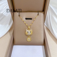 DALATI Titanium Steel Flower Cat Zircon Necklace