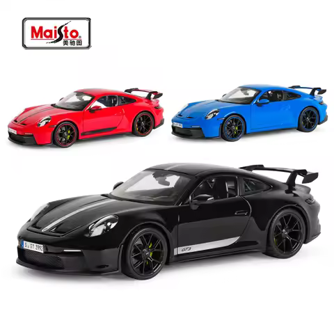 Maisto 1:18 2022 Porsche 911 GT3 Sports Car Orange Static Die Cast Vehicles Collectible Model Car To