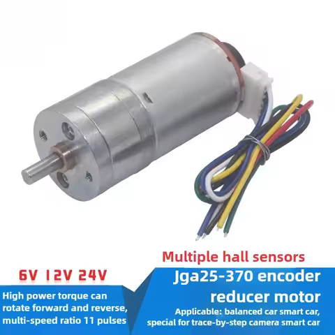 JGA25-370 High Torque DC Motor with Encoder Speed Code Disc 6V 12V 24V 370B Strong Moment