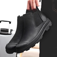 Man Winter Chelsea Boots Fur Warm Male Leather Shoes Design Men's Dress Boots Men Genuine Leather Handmade Outdoor Casual Boots