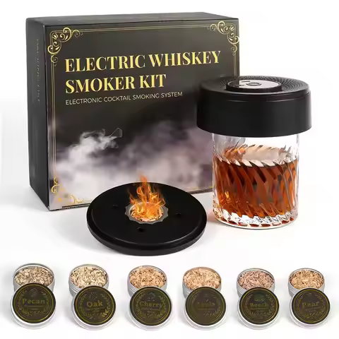 Whiskey Cocktail Smoke Infuser Electric Champagne Smoke Kit With 6 Wood Chips Rechargeable Cocktail 