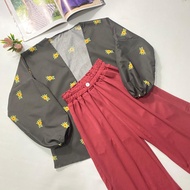 SL - SET SYAKILA OUTER FLORAL MOTIF - SETELAN OUTER WANITA+CELANA KULOT