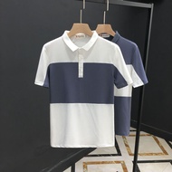 Color-blocking Short-sleeved T-shirt Men's Korean Version Trend 2023 Summer New Style Men's Handsome Polo Shirt Short-sleeved T-shirt Top