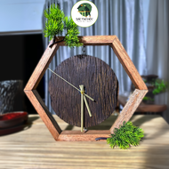 Đồng Hồ Treo Tường Để Bàn bằng Gỗ Lũa Decor Phong Cách Mộc