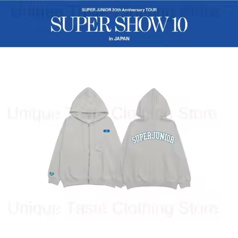 Super Junior 20th Anniversary TOUR Hoodies Super Show 10 Fans Letter Print Zipper Hoodie Women Men A