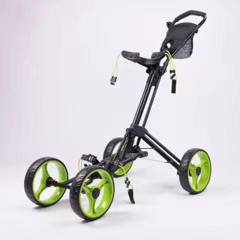 New Design Foldable Golf Pull Push Cart Trolley Aluminum Lightweight 4 Wheels Golf Trolley With Umbr