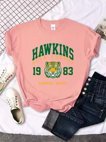 Hawkins High School 1983 Printed Women T-Shirt New Harajuku Tee Shirts Street Fashion Streetwear Cas