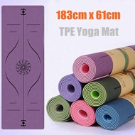 Tpe Posture Line 6mm Yoga Mat Environmental Protection Tasteless Non-slip Fitness Mat Flat Support 183cmx61cm Yoga Mat -