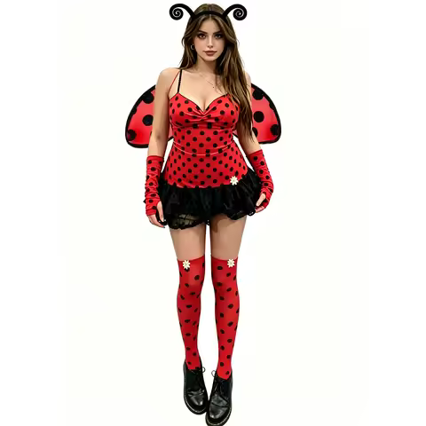 Women Ladybug Women Ladybug Costume Ladybug-Costume-Set Women Wing Headband-Gloves Set Dress-Wing Co