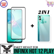 Promo Tempered Glass INFINIX HOT 12 PLAY / 12 PLAY NFC Free Garskin Carbon Premium Anti Bekas Sidik 