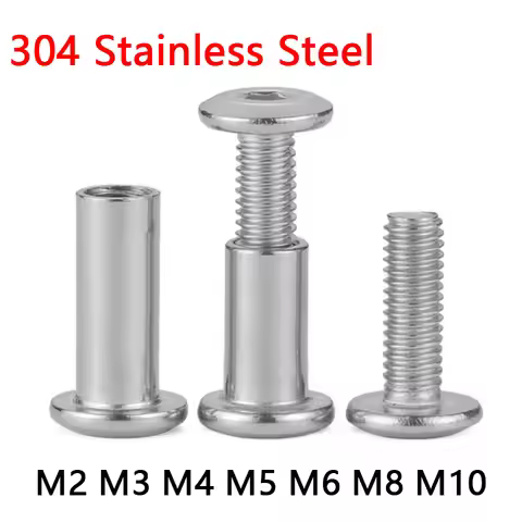 304 A2 Stainless Steel M2 M3 M4 M5 M6 M8 M10 Large Flat Hex Furniture Nut With Screw Rivet Connector