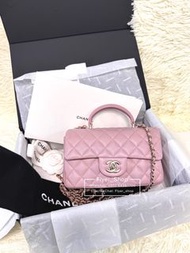 Chanel 24P 櫻花粉 Classic 20cm mini with handle Flap Bag 20cm mini cf