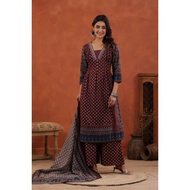 JM Pure Premium Cotton Ajrak Printed Kurti Set
