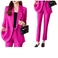 Áo Khoác Vest + Quần Ống Rộng Áo Blazer Nữ Công Sở Thường Ngày Emperament Com-lê Chuyên Nghiệp