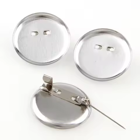 30pcs 20/23/30mm Silver Brooch Clasps Pin Disk Base Pad Bezel Blank Cabochon Blanks Trays with Brooc