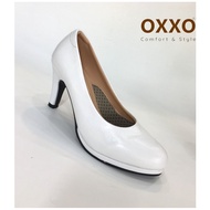 OXXO รองเท้าคัทชู หญิง รองเท้าแฟชั่น ส้นสูง รองเท้าหุ้ม ส้นสูง3นิ้ว หนังนิ่ม ใส่สบาย SB008 เล็กกว่าปกติ1ไซส์