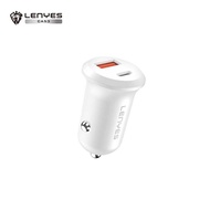 LENYES CA53 PD30W Mini Car Charger Fast Charging QC3.0 Dual Port Type C + USB Adapter Saver Car For 