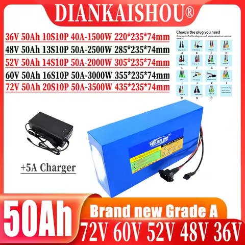 21700 battery pack 48V 52V 60V 72V 50AH Lithium battery pack 1500W-3500W High Power BMS Applicable t