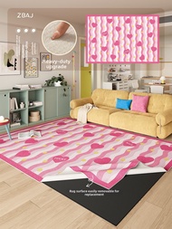 ZHIBAIJIA | Dopamine Pink Love Stripe Washable Carpet