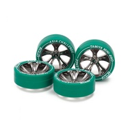💯Tamiya #95686 - Jr Small Diameter Low Profile Tire w/A-Spoke Black Plated Wheel Set