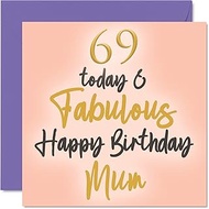 69th Birthday Card For Mum 145mm x 145mm Lovely Greeting Cards Gift For Mum Mum 69th Birthday