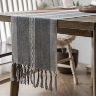 Nordic Jacquard Striped Table Runner with Tassels Polyester Dining Table Tablecloth Wedding Home Tab