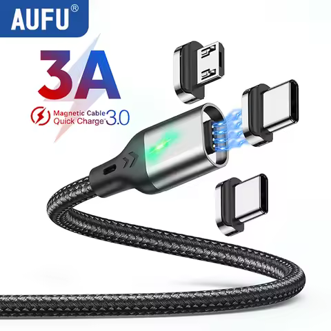 AUFU Magnetic Cable 3A Fast Charging Type C Phone Data Cord For iPhone Xiaomi Huawei Realme Magnet C