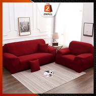 2MALL 1/2/3/4 Seater Sarung Sofa Slipcover Elastic Anti Skid anti scratch Scratch Protector Solid Co