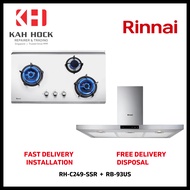 RINNAI RH-C249-SSR CHIMNEY HOOD + RB-93US 3 BURNER STAINLESS STEEL BUILT-IN HOB BUNDLE