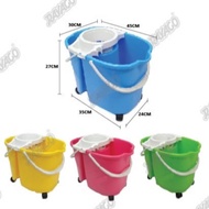Rayaco Plastic Double Mop Bucket With Wheel 20Liter | Mop Pail With Wheels | Mopping Pail With Wheel