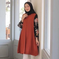Tunik Cantik Polos Motif Bunga Blouse Pakaian Muslim Dress Blus