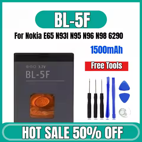 1500mAh for Nokia BL-5F E65 N93I N95 N96 N98 6290 6210S C5-01 Mobile Phones Battery