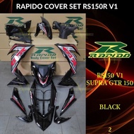 RAPIDO COVER SET RS150R/RS150 V1 SUPRA GTR-150 (2) BLACK (STICKER TANAM/AIRBRUSH) COVERSET